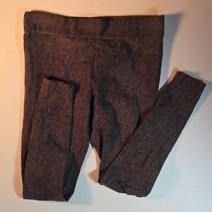 Matty M Snakeskin Pattern Leggings Womens Medium Green And Black